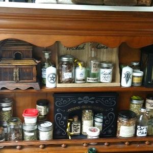 Wiccan jars of herbs